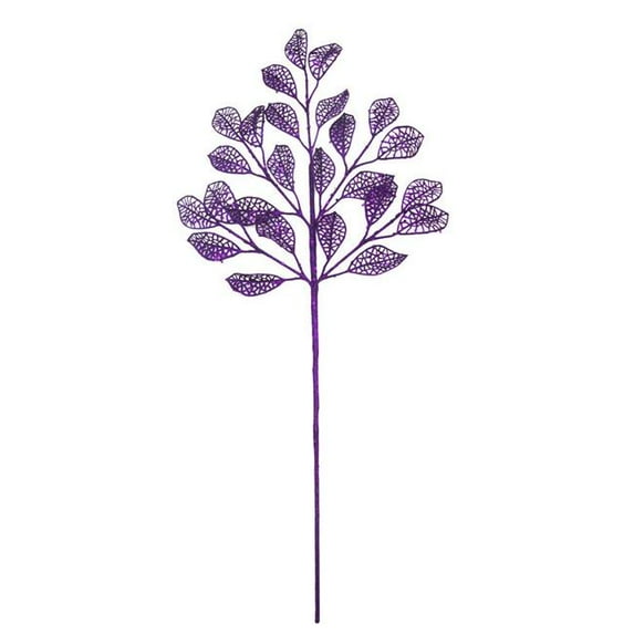 24 in. Purple Glittered Leaf Pick - Pack of 3