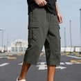 thumbnail image 4 of biudgviw Men's Cargo Shorts Elastic Waist Casual Baggy Capri Pants Lightweight Outdoor Below Knee Length Workwear Shorts with Multi Pockets, 4 of 7