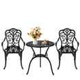 thumbnail image 2 of Ensemble Bistro d'Extérieur en Aluminium Coulé Résistant à la Rouille – Table de Patio 3 Pcs et 2 Chaises avec Trou pour Parasol – Résistant aux Intempéries, Design Classique pour Jardin, Balcon, Véranda – Fini Noir, 2 of 8