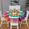 thumbnail image 2 of Rainbow Tie Dye Mandala Pattern Round Tablecloth 60"x60",Wrinkle Wipeable Table Cloth for Kitchen Dining Room Picnic Patio Party, 2 of 6
