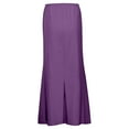 thumbnail image 5 of WENWU Women's Casual High Waist Drawstring Elastic Waist Midi Skirt with Back Slit for Daily Spring Summer Basic Solid Skirt Linen Skirts for Women Girls Skater Skirt, 5 of 5
