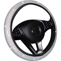 Bling Sparkling Car Steering Wheel Cover for Women Men 15 Inch Cute Bling Accessories Leather Car Wheel Protector Anti-Slip Car Wheel Protector Elastic Car Steering Wheel Cover for Cars Sedans SUV