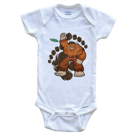 Bigfoot Disc Golf Baby Bodysuit - Sasquatch Throwing Disc One Piece Baby Bodysuit