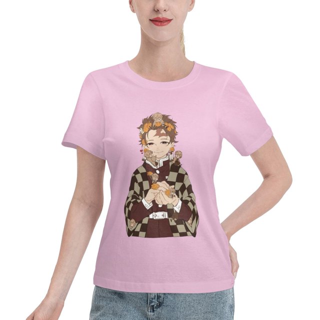 T-Shirt Basique à Manches Courtes pour Femmes Demon Slayer Blade Tanjiro