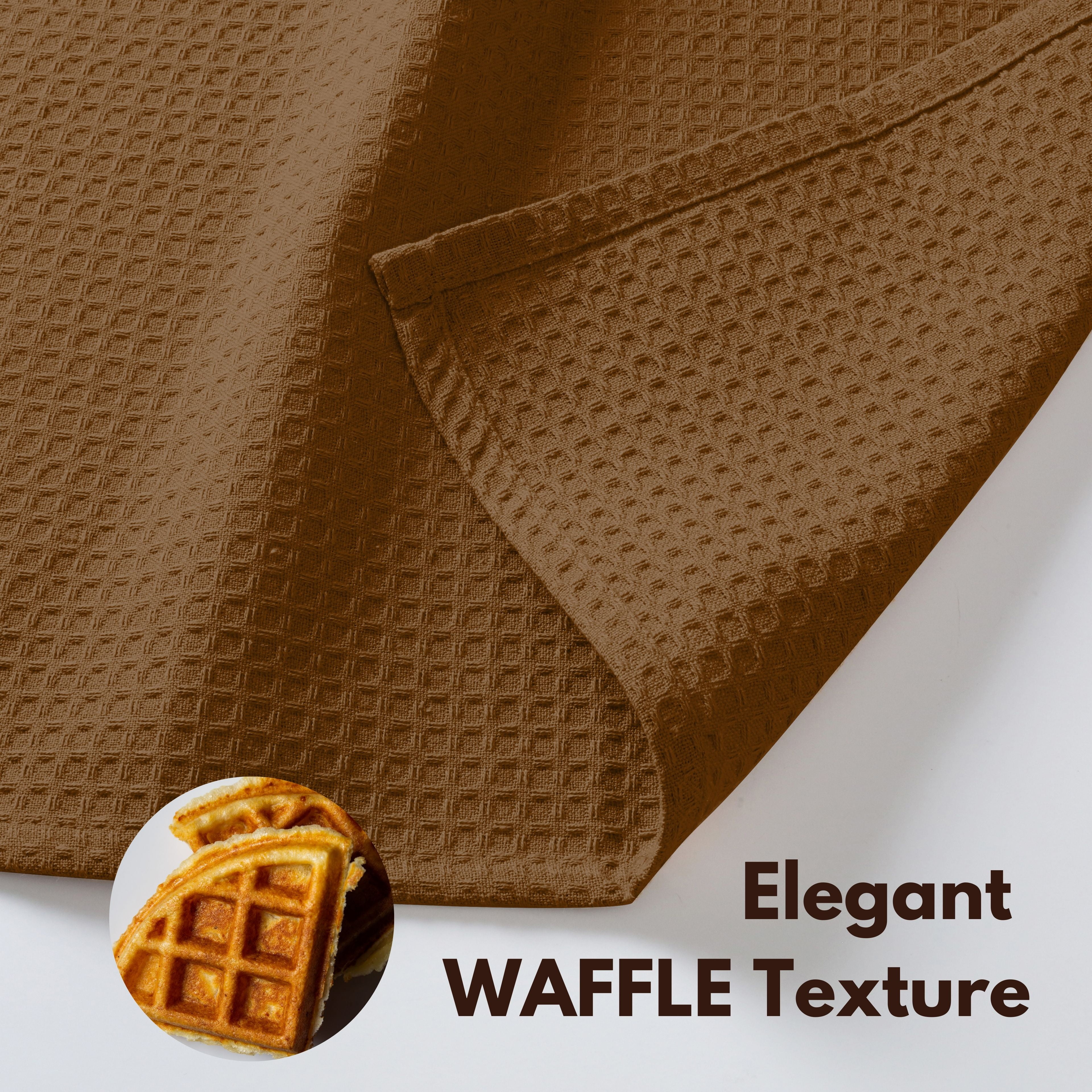 Native Fab 12 Pack Waffle Kitchen Towels - Absorbent Dish Cloths for Cleaning Drying - Brown