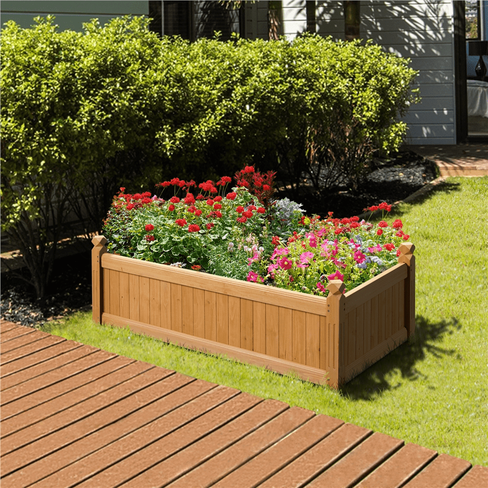Renwick Wood Rectangular Garden Planter for Yard/Greenhouse, Light Brown