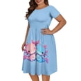thumbnail image 4 of SCRAWLGOD Axolotl Dresses for Women Summer Plus Size S Dresses Midi Dresses for Women Casual Short Sleeve Loose Midi Dress Casual with Wide Neck for Vacations, 4 of 7
