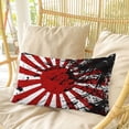thumbnail image 4 of Japanese Chariot Flag Pillow Covers, Linen Long Throw Pillow Case, Red Black Flag Abstract Holiday Pillow Protector Decorative Cushion Cover for Living Room/Bedroom 24" x 36", 4 of 8