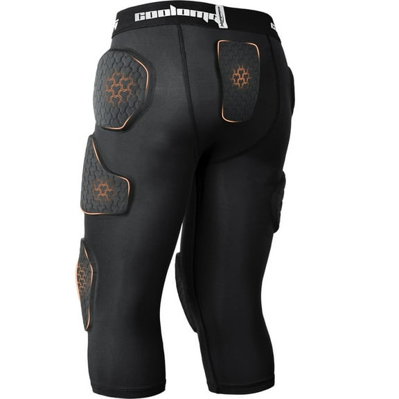 Coolomg Youth Boys Football Girdle Padded Shorts/Leggings with Crotch Pocket,Integrated Hip,Tailbone,Thigh Pads Girdles