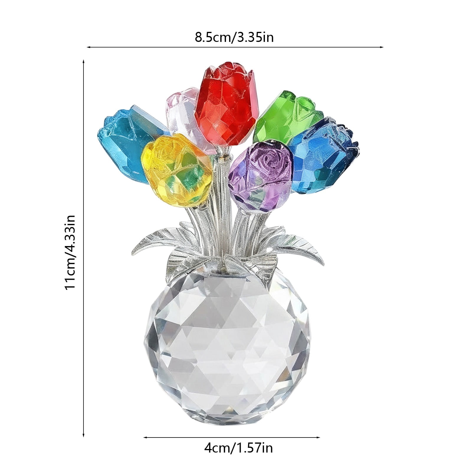 Colorful Multicolor Crystal Rose Bouquet Under Glass For Romantic Ambiance Ideal Gift For Lover And Decoration For Celebration