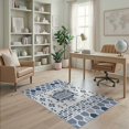 thumbnail image 2 of ODIKA 4'x6' Blue Geometric Medallion Trellis Washable Area Rug Traditional Ornate Lattice Design With Intricate for Home Office, Under Desk, Non-Slip Chair-Friendly, Flatwoven, 2 of 7