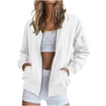 thumbnail image 2 of Htigea Women's Bomber Jacket Lightweight Zip Up Long Sleeve Coat Fall Outdoor Active Jackets with Pockets White M, 2 of 6
