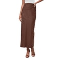 thumbnail image 1 of Falda PRETTYGARDEN 2025 de Cuero Sintético Marrón Cintura Alta Talla M, 1 of 4
