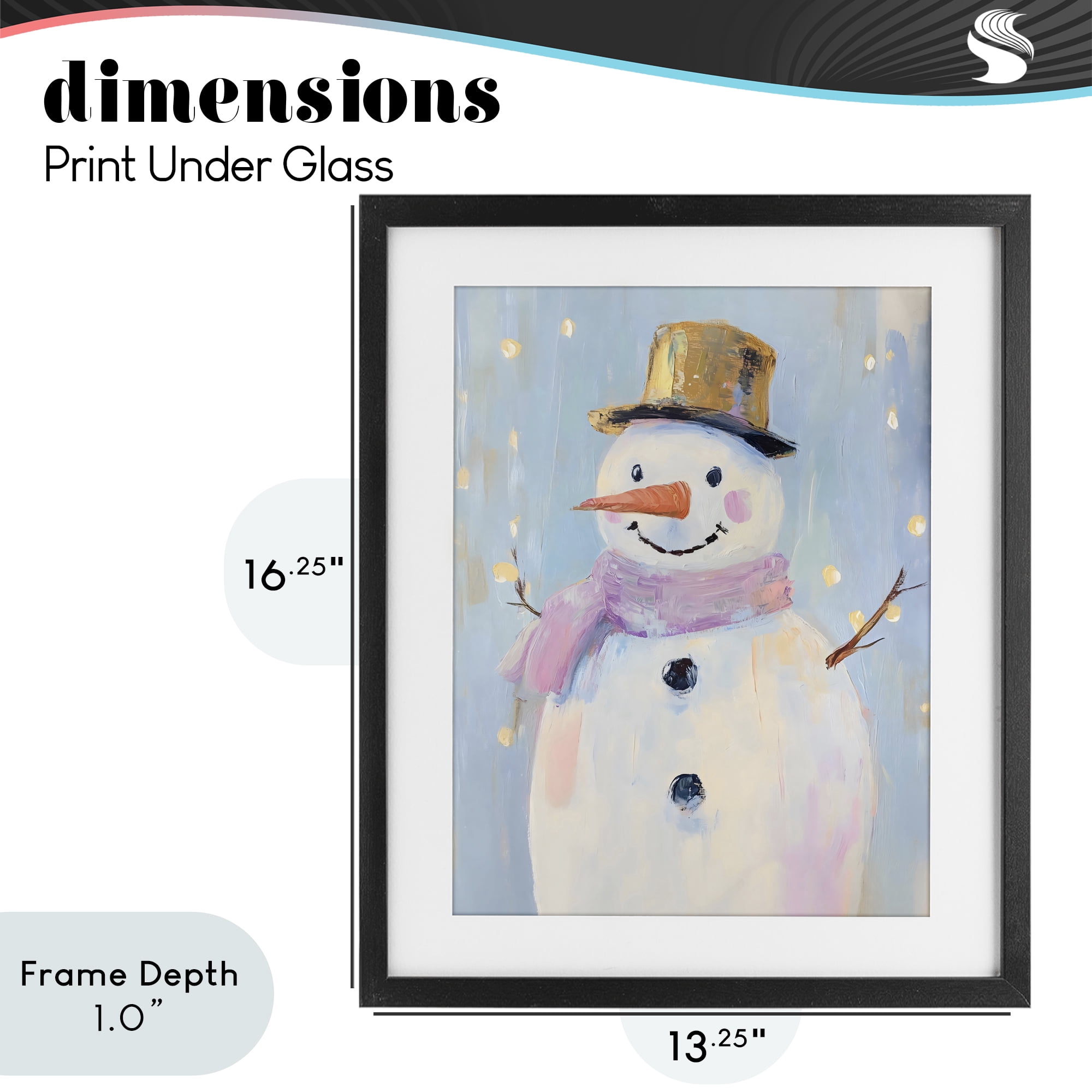 Stupell Industries Cheerful Pastel Snowman Black Framed Print Under Glass, design by The Prints Vibe