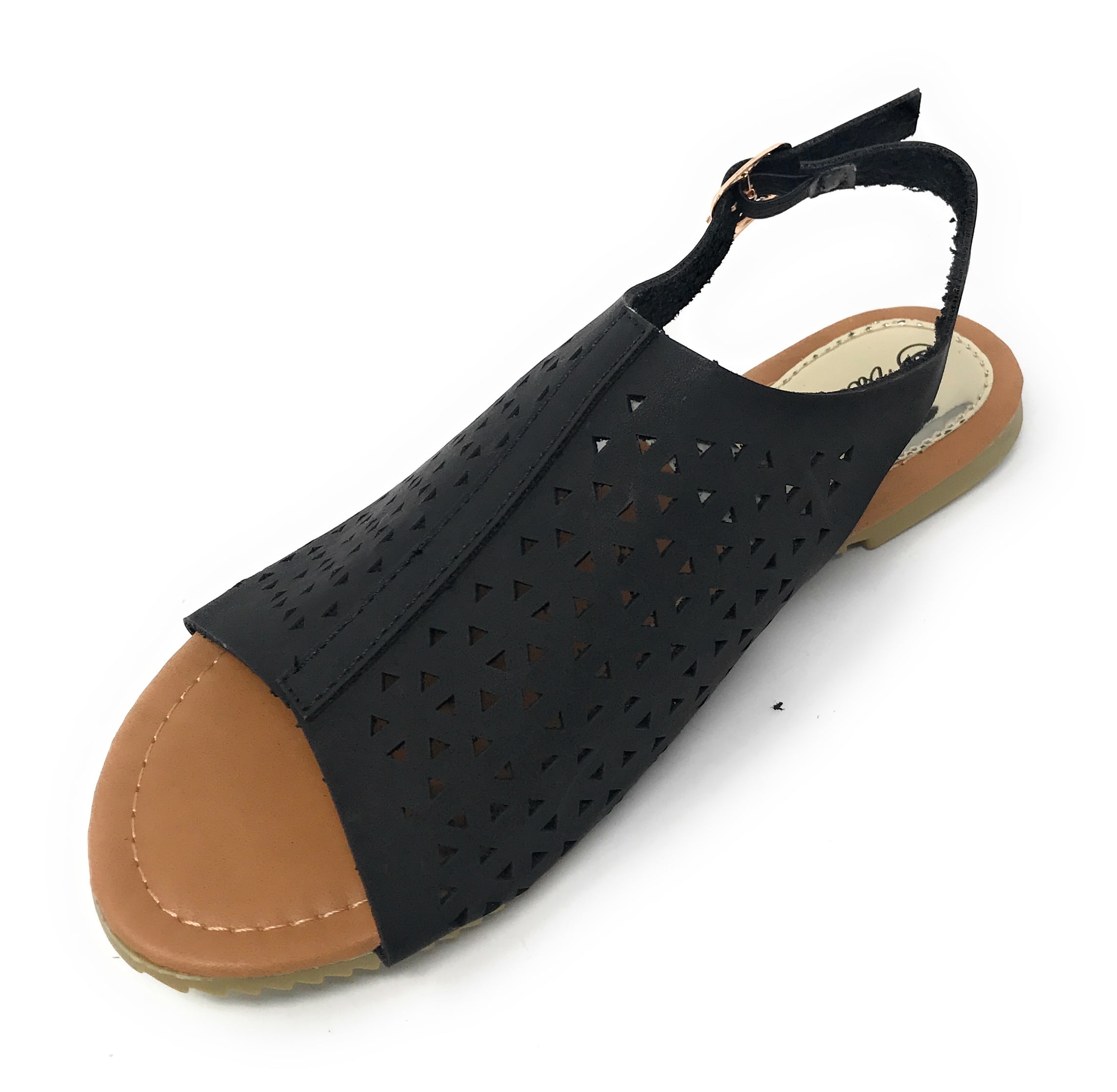 Victoria K Women's Triangle Pattern Laser Cutout Sandals
