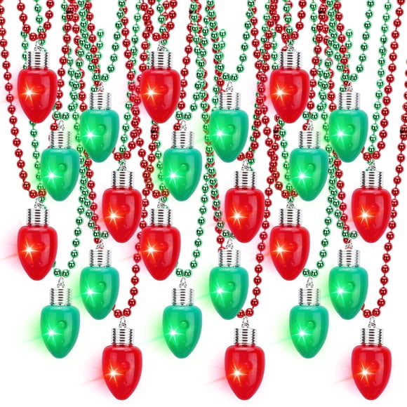 Collar navideño con iluminación LED Sureio, paquete de 24 unidades, rojo y verde