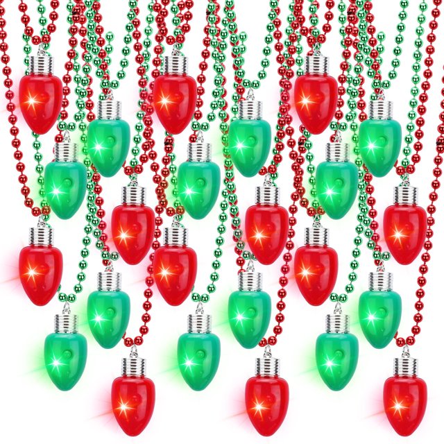 Collar navideño con iluminación LED Sureio, paquete de 24 unidades, rojo y verde