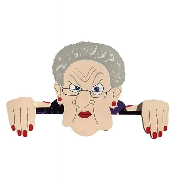 1Pc Exterior Fence Decoration Nosy Grandma Elderly Lady Outdoor Garden Courtyard Adornment