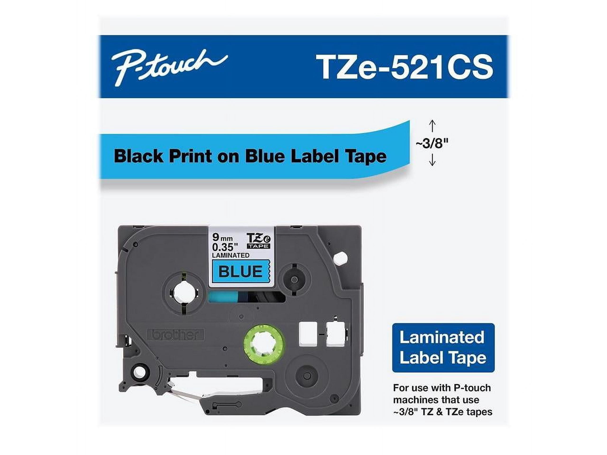 (4 pack) Brother P-Touch TZe Laminated Removable Label Tapes, 0.35" x 26.2 Feet, Black on Blue