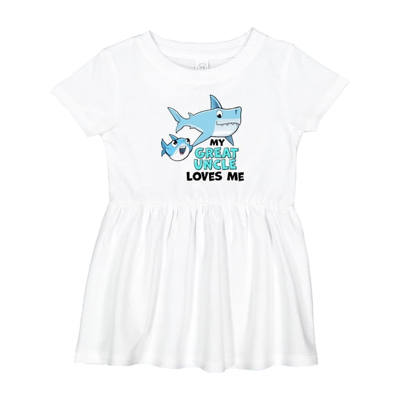 Inktastic My Great Uncle Loves Me with Cute Sharks Girls Baby Dress