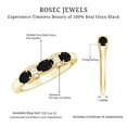thumbnail image 6 of Rosec Jewels Natural Black Onyx 3 Stone Anniversary Ring - AAA Grade - Black Onyx Diamond Ring in East West Style - Ready to Gift, 18K Yellow Gold, US 4.00, 6 of 7