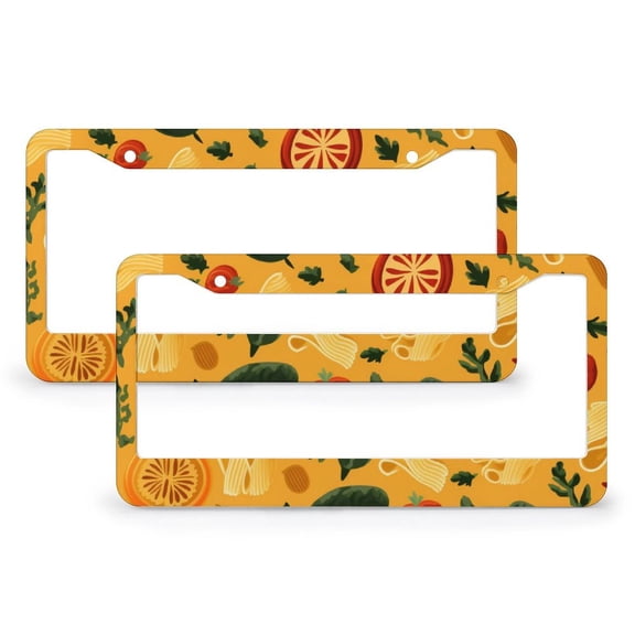 License Plate Cover Italy Noodles License Plate Frame License Plate Shield Frame 2 PCS Funny Food Stainless Aluminum License Plate Frames for US Standard Vehicles for Women Men