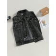 thumbnail image 3 of Wassery Kids Boys Sleeveless Denim Jacket Girls Turn-down Collar Button Jean Vest Toddler Waistcoat Outerwear for Girls Boys 3-7 Years, 3 of 8