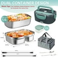 thumbnail image 7 of Aotto Electric Lunch Box Food Heater, 80W Portable Warmer for Car Truck Work with Dual 1.5L Stainless Steel Containers, 12V/24V/110V/220V Heated Lunch Box Suitable for Ideal Driver/Work/Gift, 7 of 7