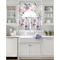 thumbnail image 3 of Watercolor Hummingbird Swag Kitchen Curtains Sets for Windows 24 Inch Length, Colorful Pink Blue Flowers Short Window Curtain Panels Swags Valances and Tiers 3 Piece Set for Cafe/Dining Room, 3 of 5