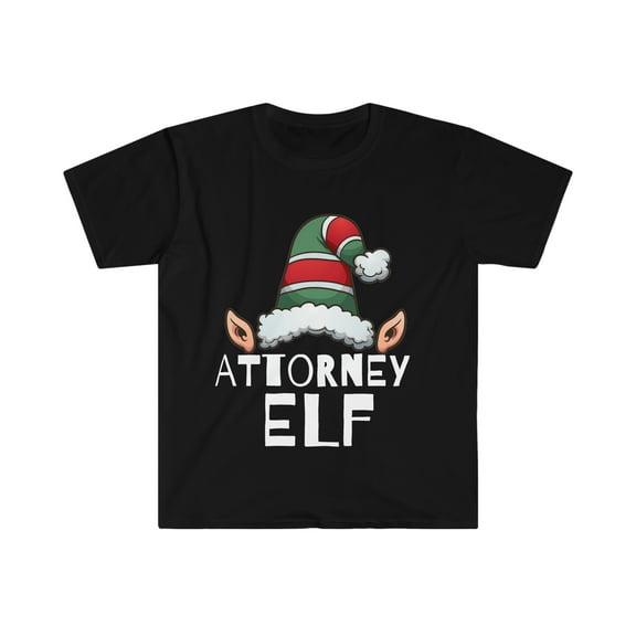 Attorney Elf Unisex T-shirt, S-3XL Christmas Holidays Xmas Elves Law School