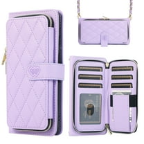 Dteck for Samsung Galaxy S24 Ultra Case Wallet Multi Zipper Purse with Card Holder Slots, Samsung S24 Ultra Flip Folio Case with Crossbody Wrist Strap for Women,Light Purple