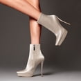 thumbnail image 2 of YDN Women Classic Platform Pointed Closed Toe Ankle Boots Stiletto High Heel Zippers Booties Party Daily Wear Shoes Size 11 White, 2 of 4