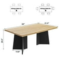 thumbnail image 3 of Modern Rectangular Dining Table for 6-10 - Extra Large Wood Tabletop with Sturdy T-Shaped Pedestal Legs - Durable, Easy Assembly, Multi-Room Use - Kitchen, Conference, or Home - Oak and Black Color, 3 of 8