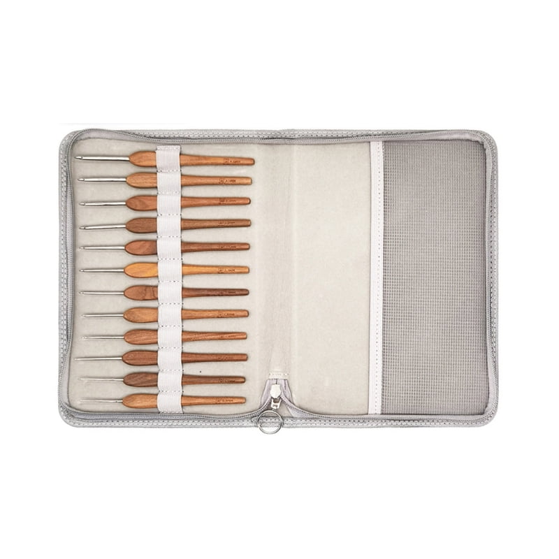 12Pcs Wood Handle Crochet Hook 0.9mm-4.0mm Ergonomic Crochet Needle for Beginner Knitting Crocheting Sweater Scarf Glove