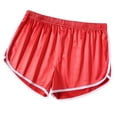 thumbnail image 4 of Hesxuno Women Satin Silk Shorts Elastic Waist Mini Shorts Color Block Casual Lounge Shorts Soft Lightweight Pajama Sleep Shorts Red L, 4 of 4