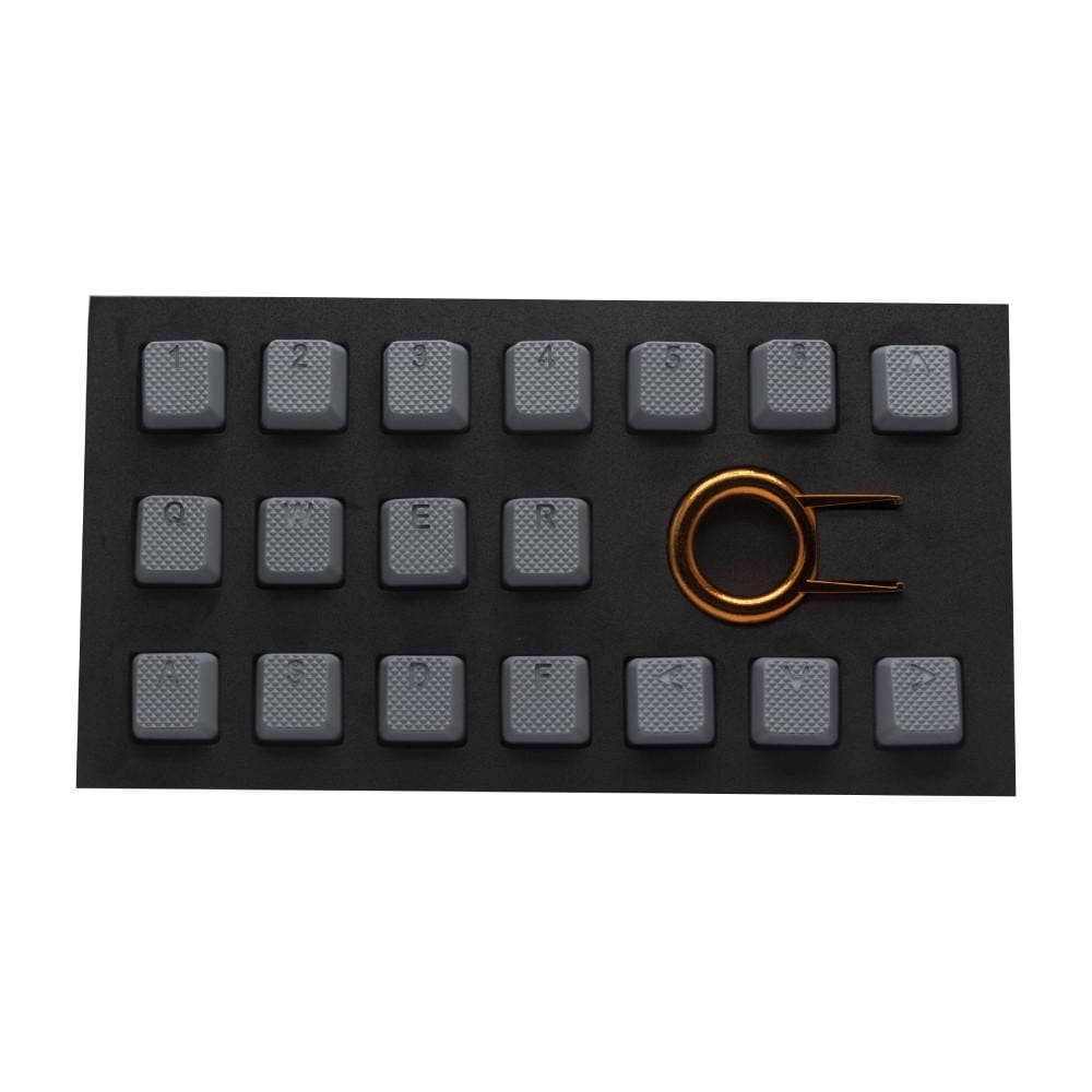 Tai-Hao Rubber Keycap Set 18 Pieces Diamond Texture Compatible with Cherry MX and Mechanical Keyboards Includes Keycap Puller, Gray