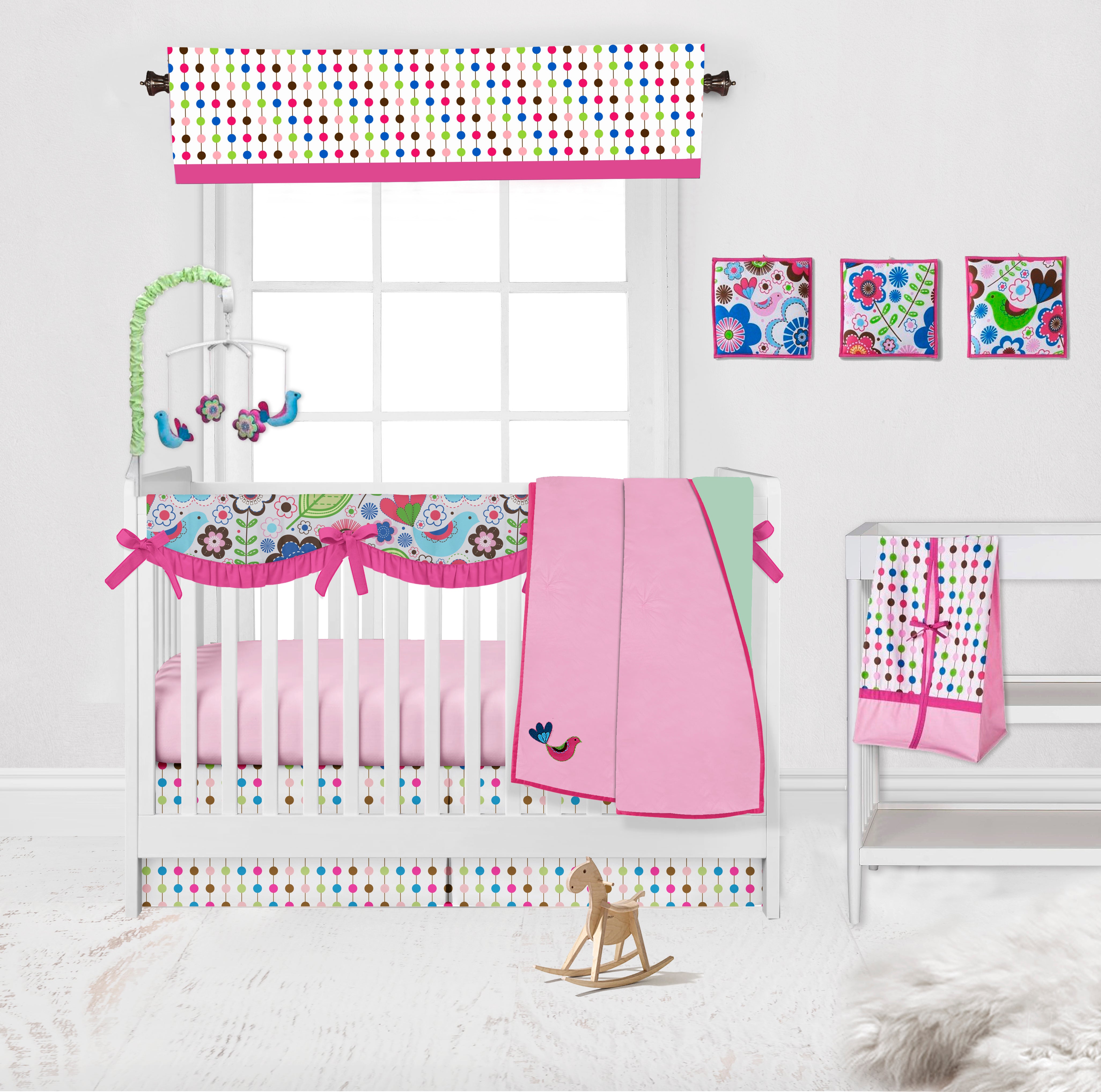 Bacati - Botanical Pink Musical Baby Crib Mobile