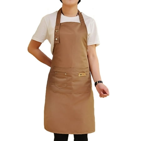 

Solid Color Cotton Apron Over Clothes Waterproof Antifouling Adjustable Kitchen Apron (Coffee)