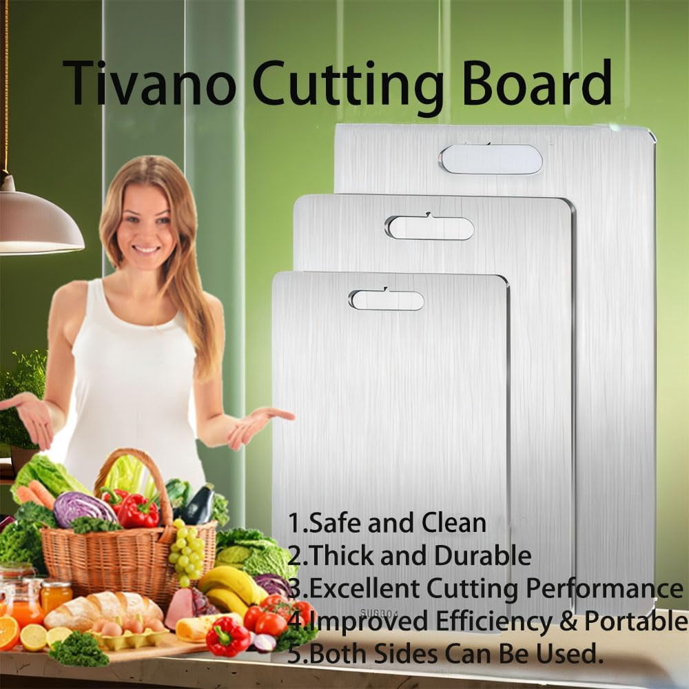 Tivano Cutting Board, Tivano Titanium Cutting Board for Kitchen and Camping, Double Sided Board for Kitchen, Meat, Fruit & Vegetable (S: 29 * 20cm/11.42 * 7.87in)