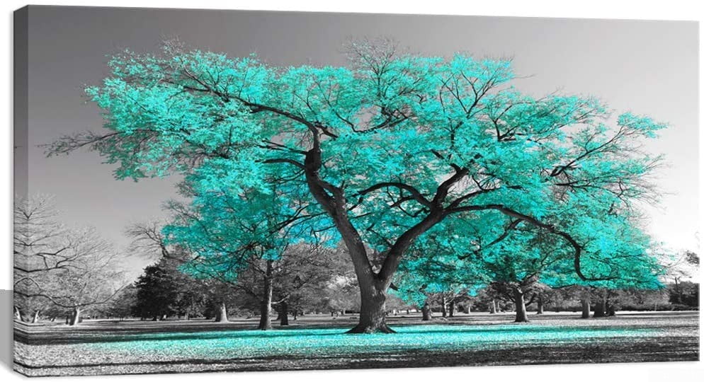 1pc Teal Leaves Black White Canvas Wall Art Picture Mauritius Ubuy