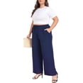thumbnail image 2 of WUJINXIA Womens Plus Size High Waist Drawstring Wide Leg Palazzo Pants Casual Daily Trousers With Pockets 1X-5X, 2 of 6