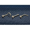 thumbnail image 4 of 3-Stone 0.015ctw Moissanite Nose Stud - 22G Solid 14Kt Yellow Gold Nose Screw Stud Nose Ring - April Birthstone Nose Stud, 4 of 5