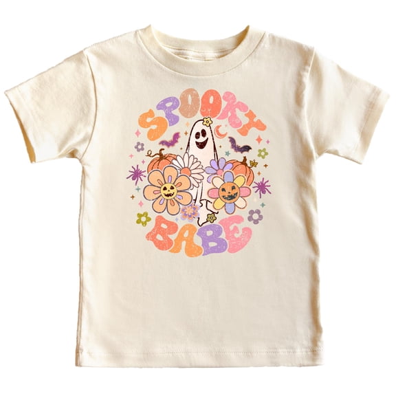 Spooky Babe Ghost Spooky Halloween Shirt for Infant and Toddler Youth Girls Natural Shirt Youth Medium