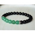 thumbnail image 3 of Natural Aventurine & Black Onyx 8mm Round Shape Smooth Cut Beads Stretchable Bracelet for Men & Women., 3 of 3