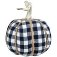 thumbnail image 4 of Northlight Buffalo Plaid Fall Harvest Pumpkin with Weathered Stem - 7.75" - Blue, 4 of 7