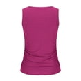 thumbnail image 4 of Brondbend Summer Tops for Women 2025 Crew Neck Sleeveless Solid Color Active Tanks Spaghetti Strap Tunic Pleated Ribbed Blouse Drawstring Womens Clothes for Cocktail Slim Fit Purple M, 4 of 8
