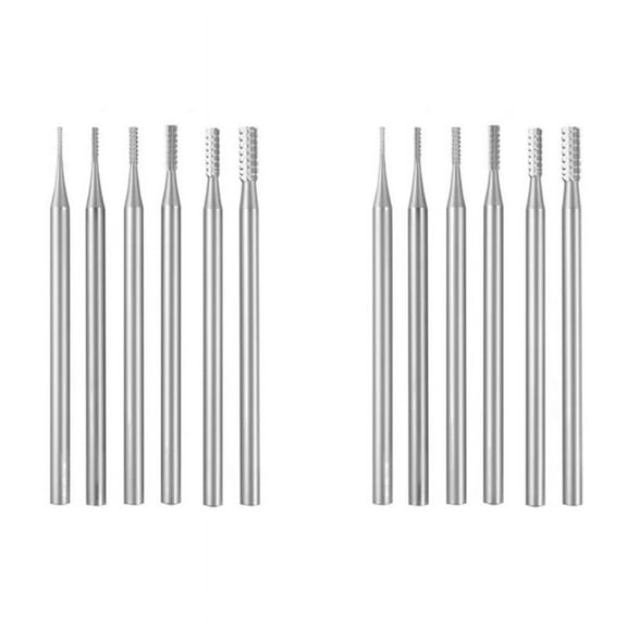 12Pcs Cylinder Shape Jewelry Burr - 3/32Inch Shank Cylindrical -Cut Burs Lapidary Setting Tools