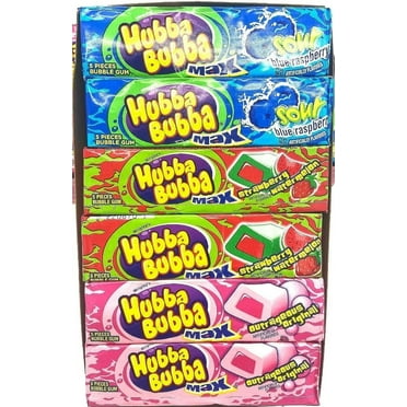Hubba Bubba 18 Pack Bubble Gum Variety Pack Original, Strawberry Watermelon, Sour Blue Raspberry- 3 delicious flavors