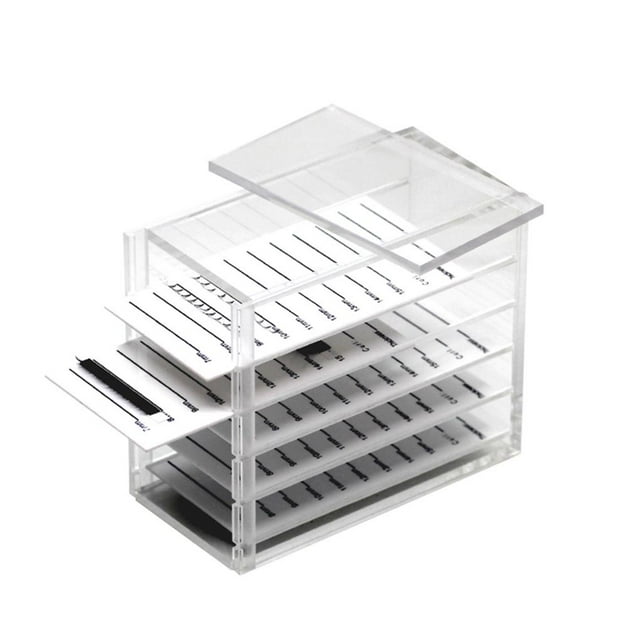 Billuyoard Caja de almacenamiento de pestañas injertadas de acrílico de 5 capas Caja de almacenamiento de pestañas transparentes Caja de soporte de Almacenamiento y organización del hogar Billuyoard HA015584-00