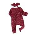 thumbnail image 2 of Musuos Baby Girls Christmas Outfit, 3 6 12M Long Sleeve Crew Neck Tree Print Footies Jumpsuit and Headband Fall Clothes, 2 of 10